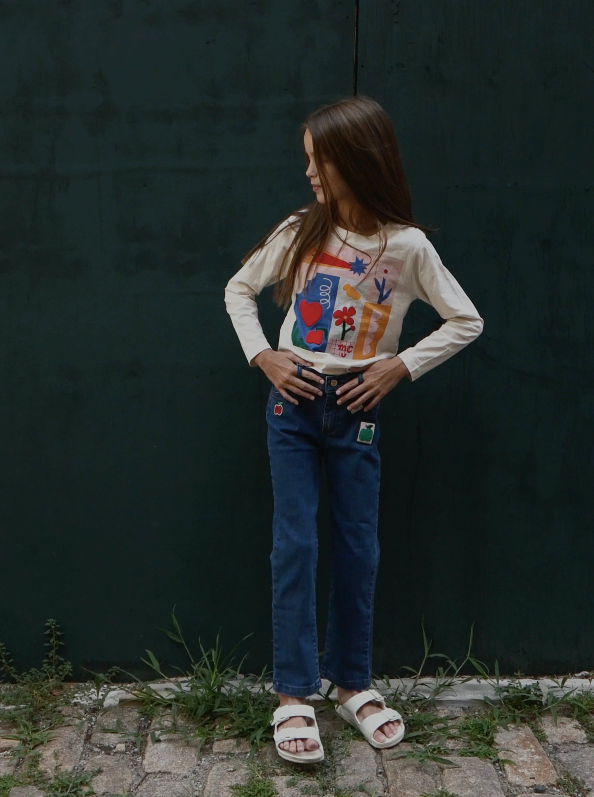 Recycled Denim Apple Patch Kid Pant