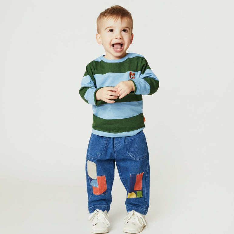 Kids Kneepatch Elastic Denim Pants | Organic Cotton | Mon Coeur