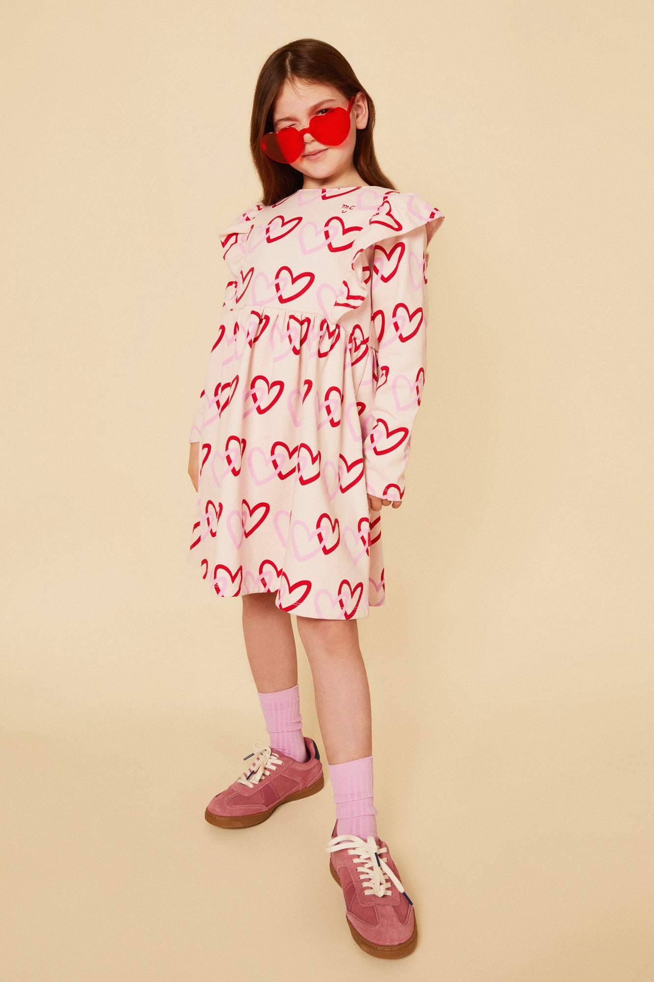 Recycled Cotton Hearts Kid Ruffle Dress