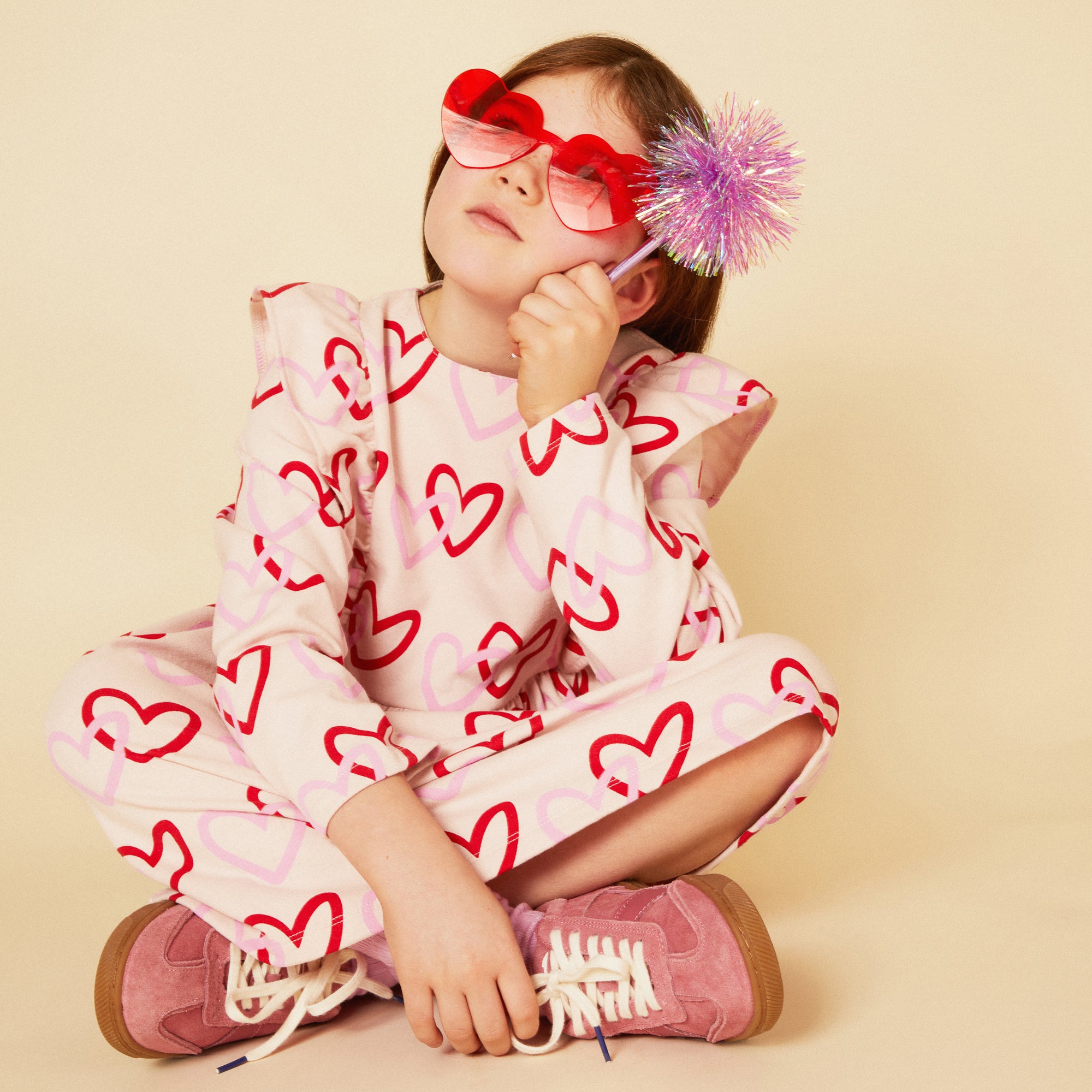 Recycled Cotton Hearts Kid Ruffle Dress