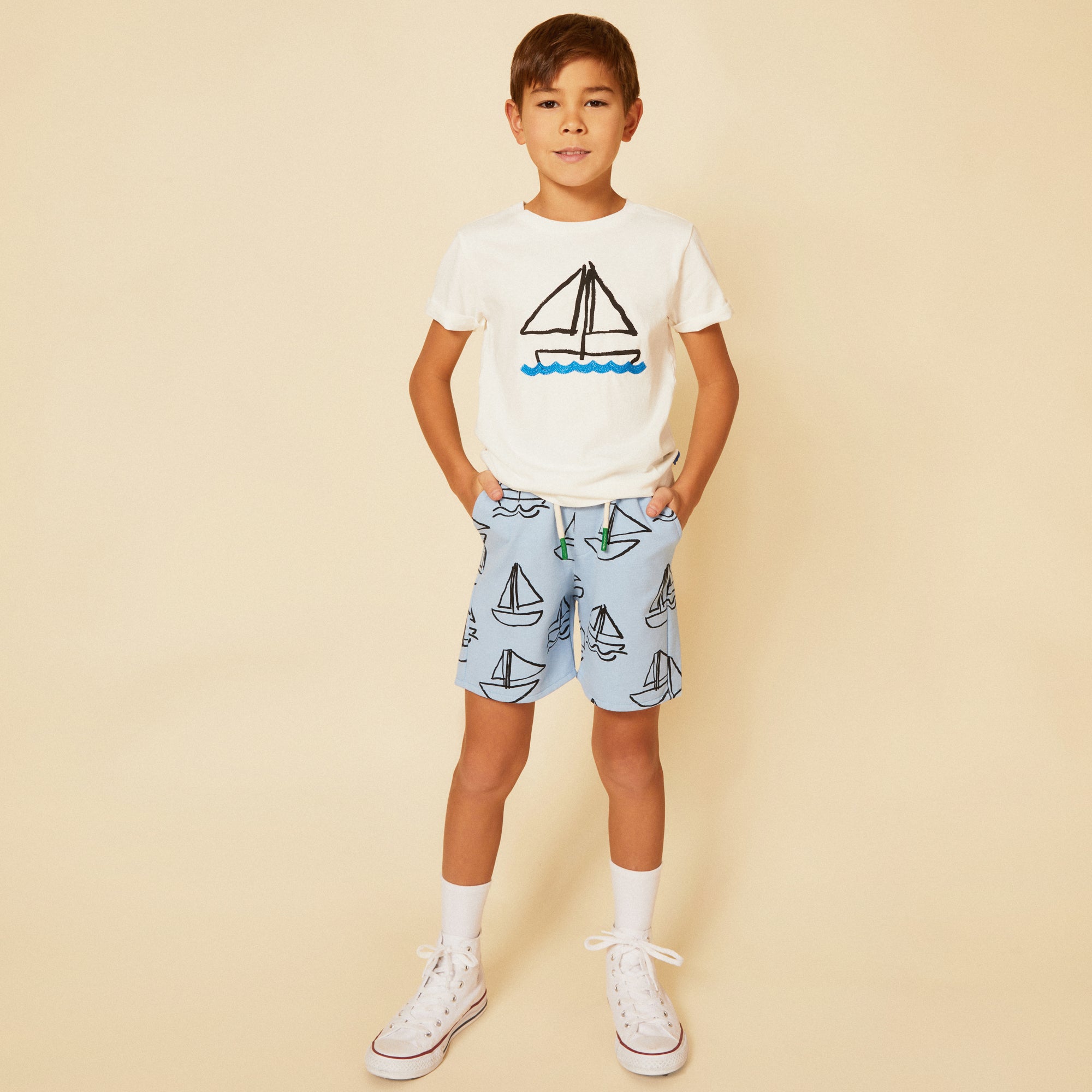 Recycled Cotton Sailboat Kid Short