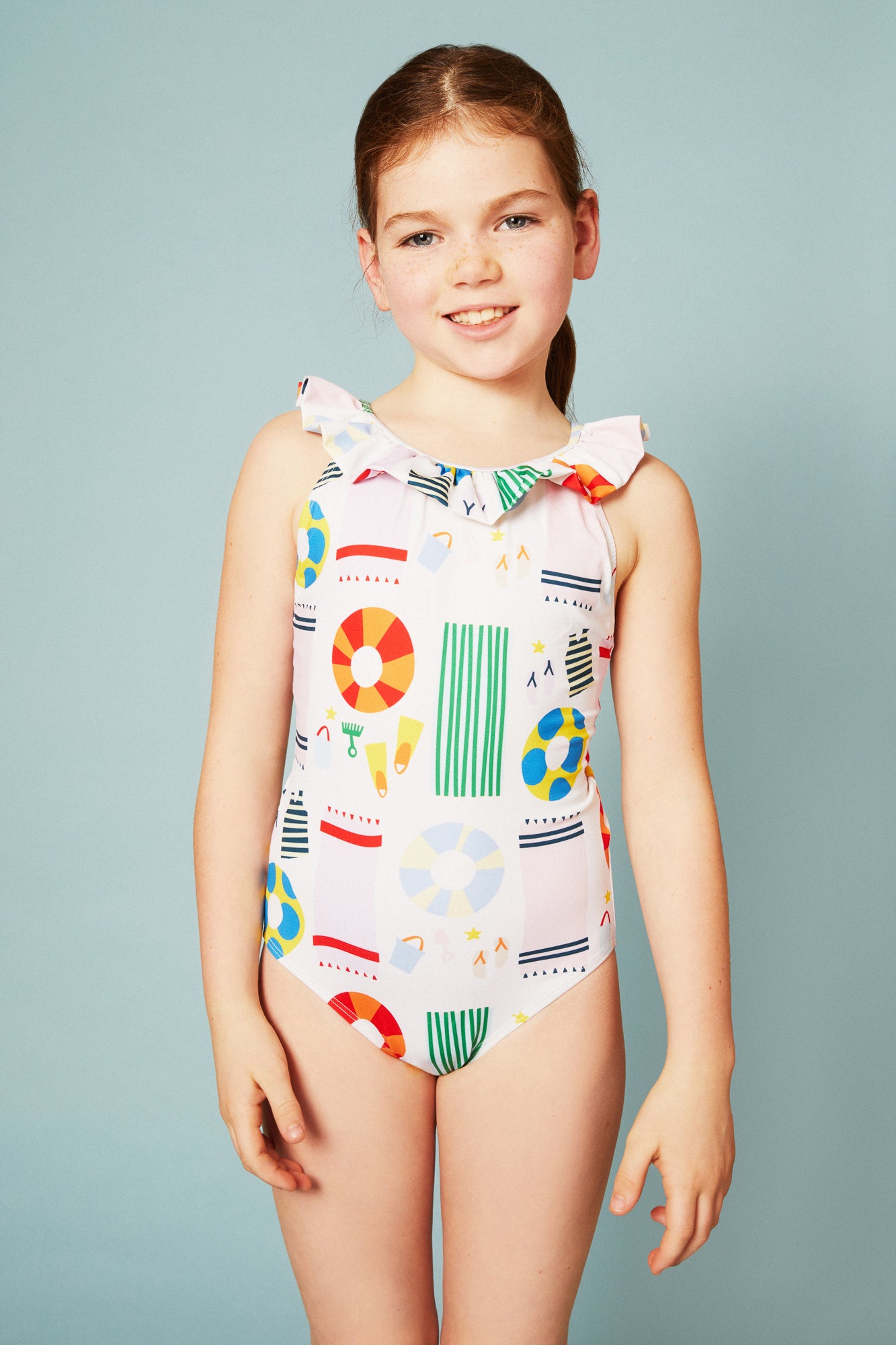 UPF 50+ Recycled Polyester Beach Kid Ruffle Swimsuit