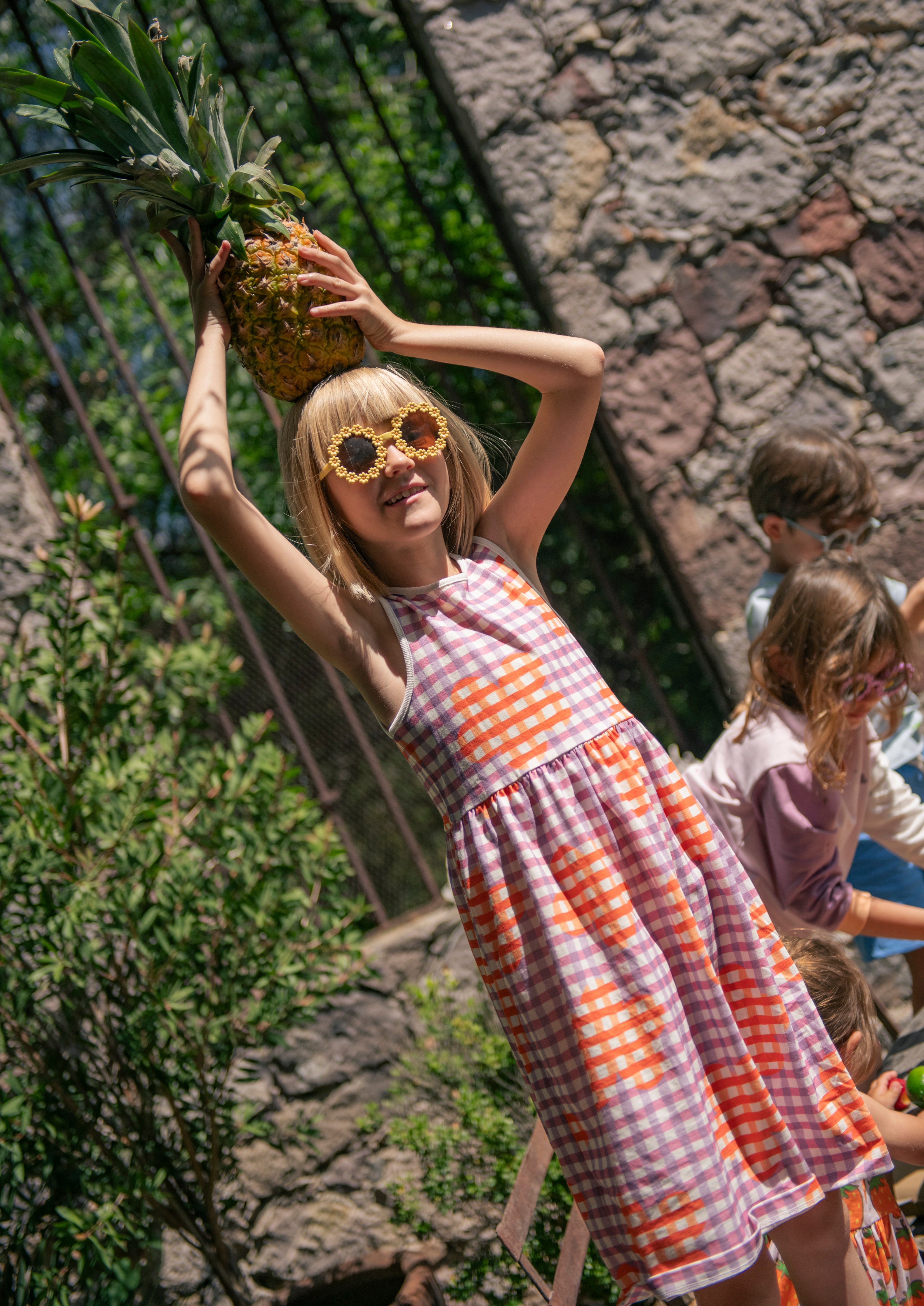 Flower Gingham Tank Dress