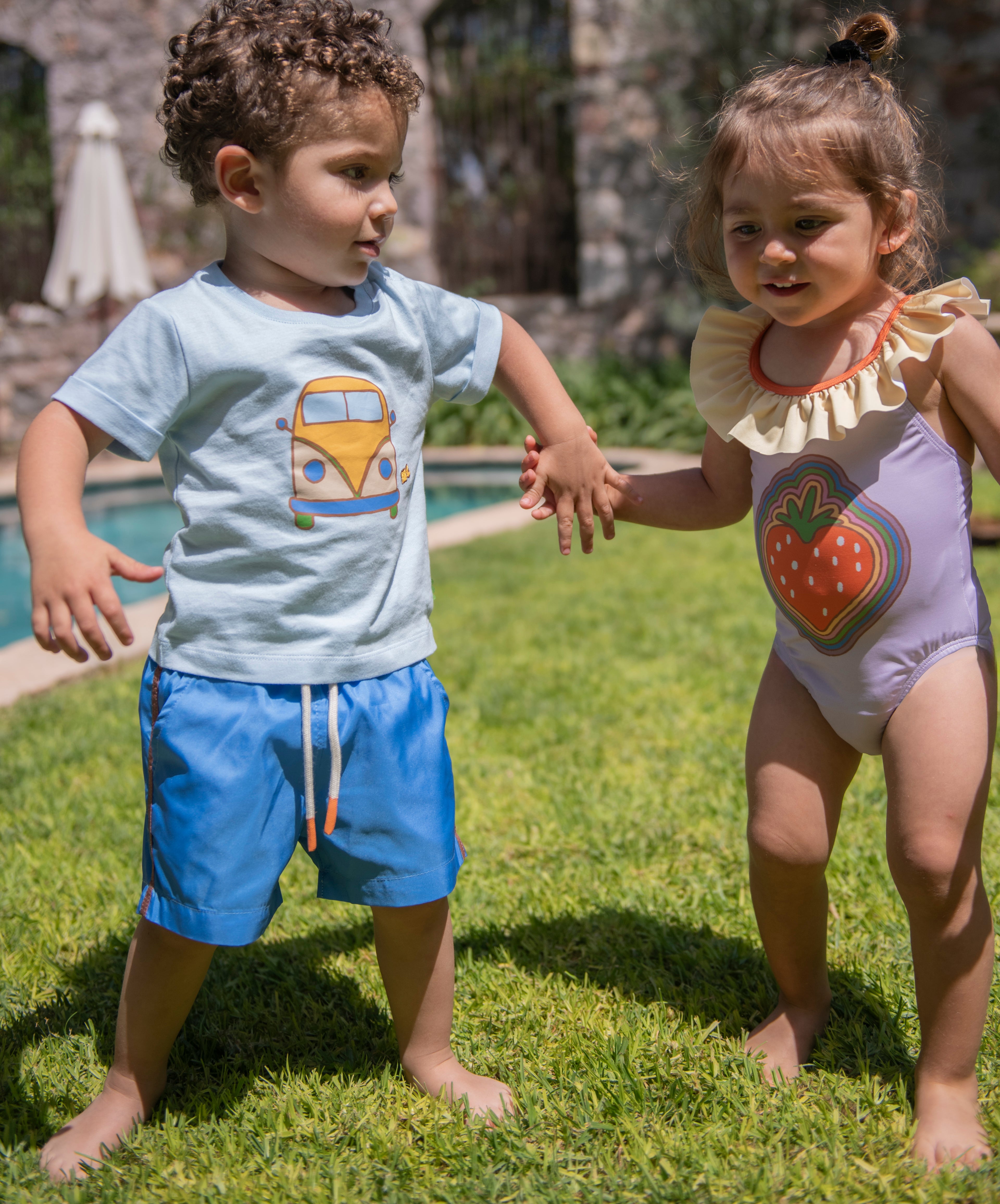 Recycled Blue Colorblock Swim Trunk