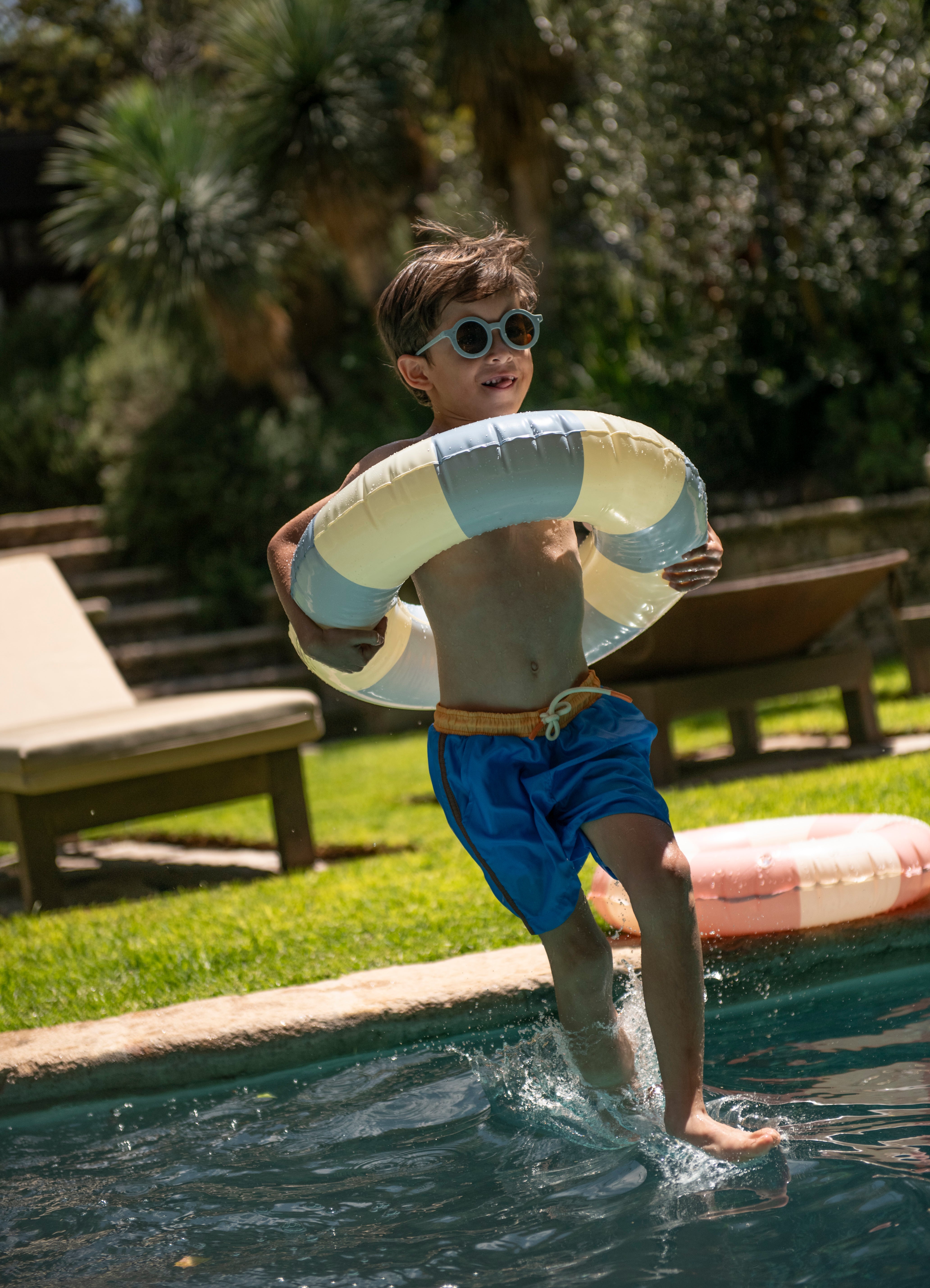 Recycled Blue Colorblock Swim Trunk