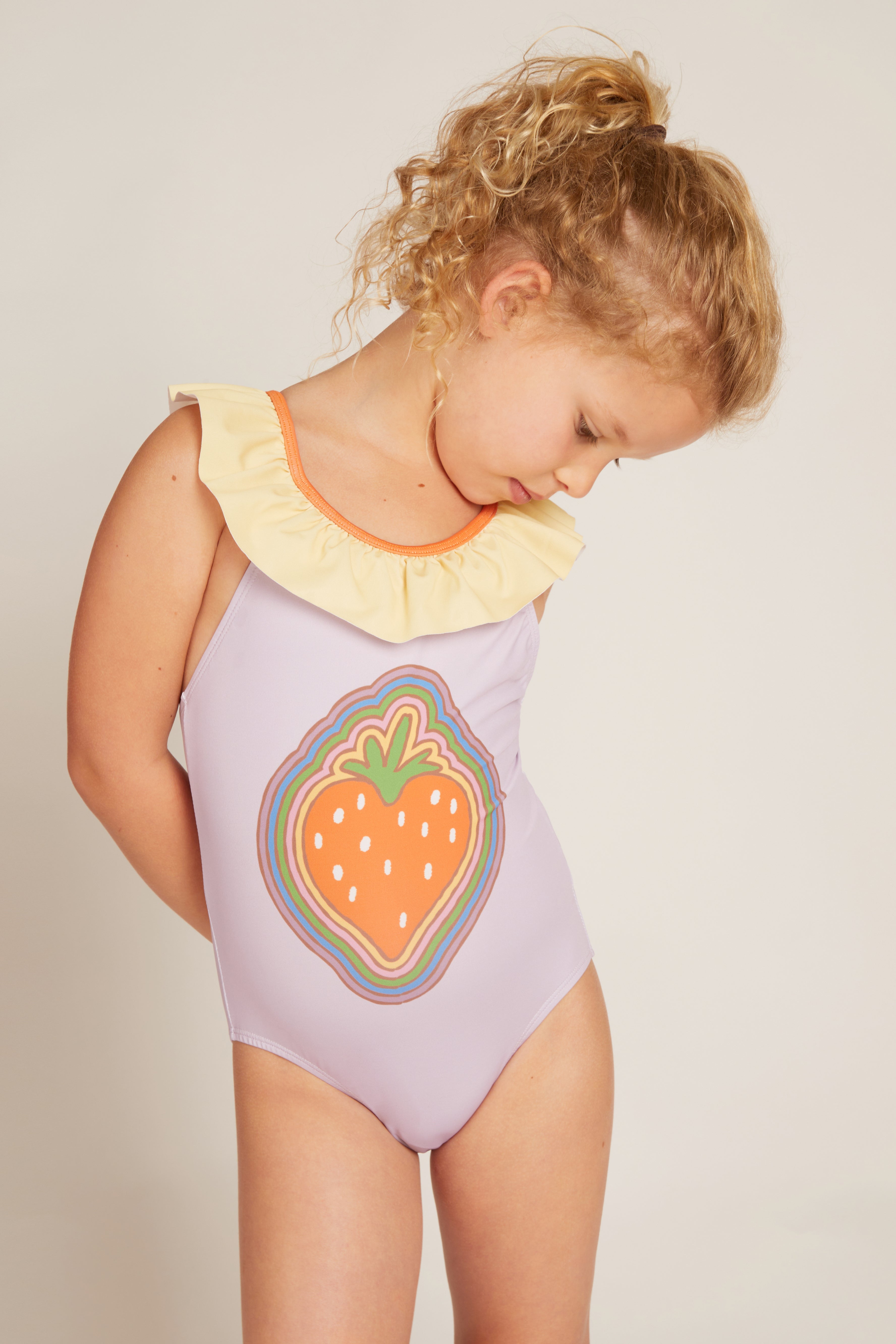 Recycled Strawberry Ruffle One Piece
