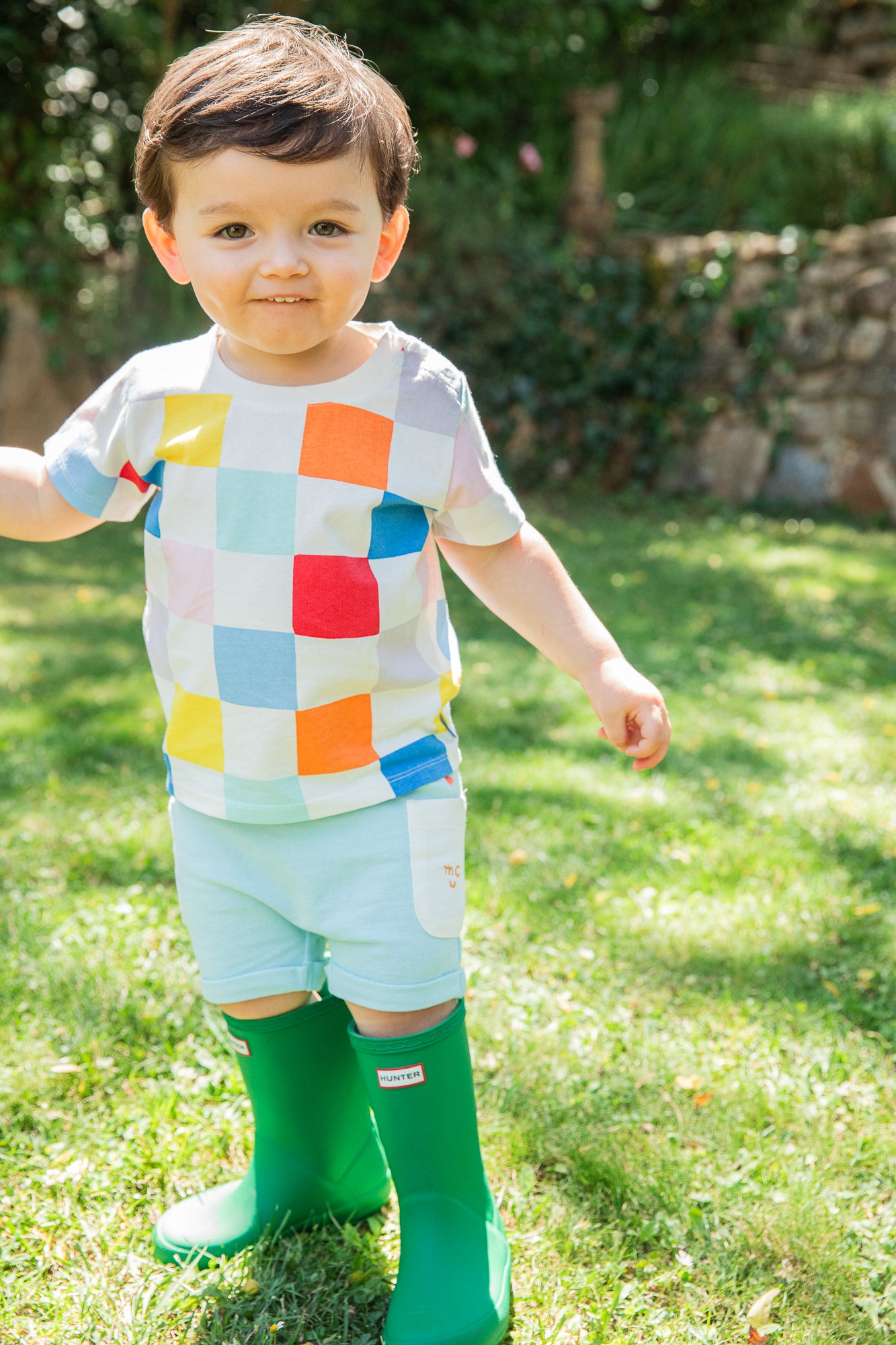 Recycled Cotton Checkered Baby T-Shirt