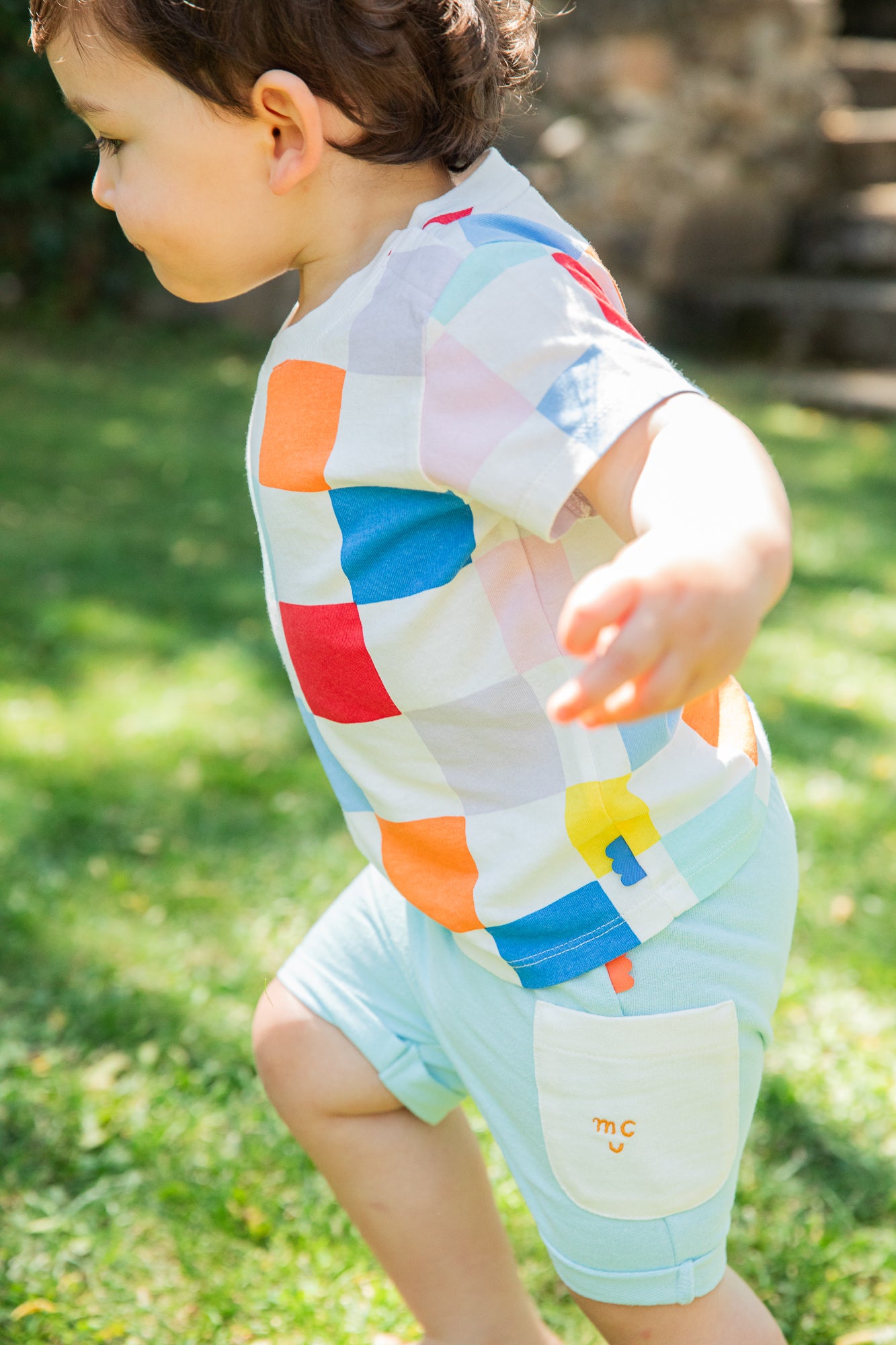 Recycled Cotton Checkered Baby T-Shirt