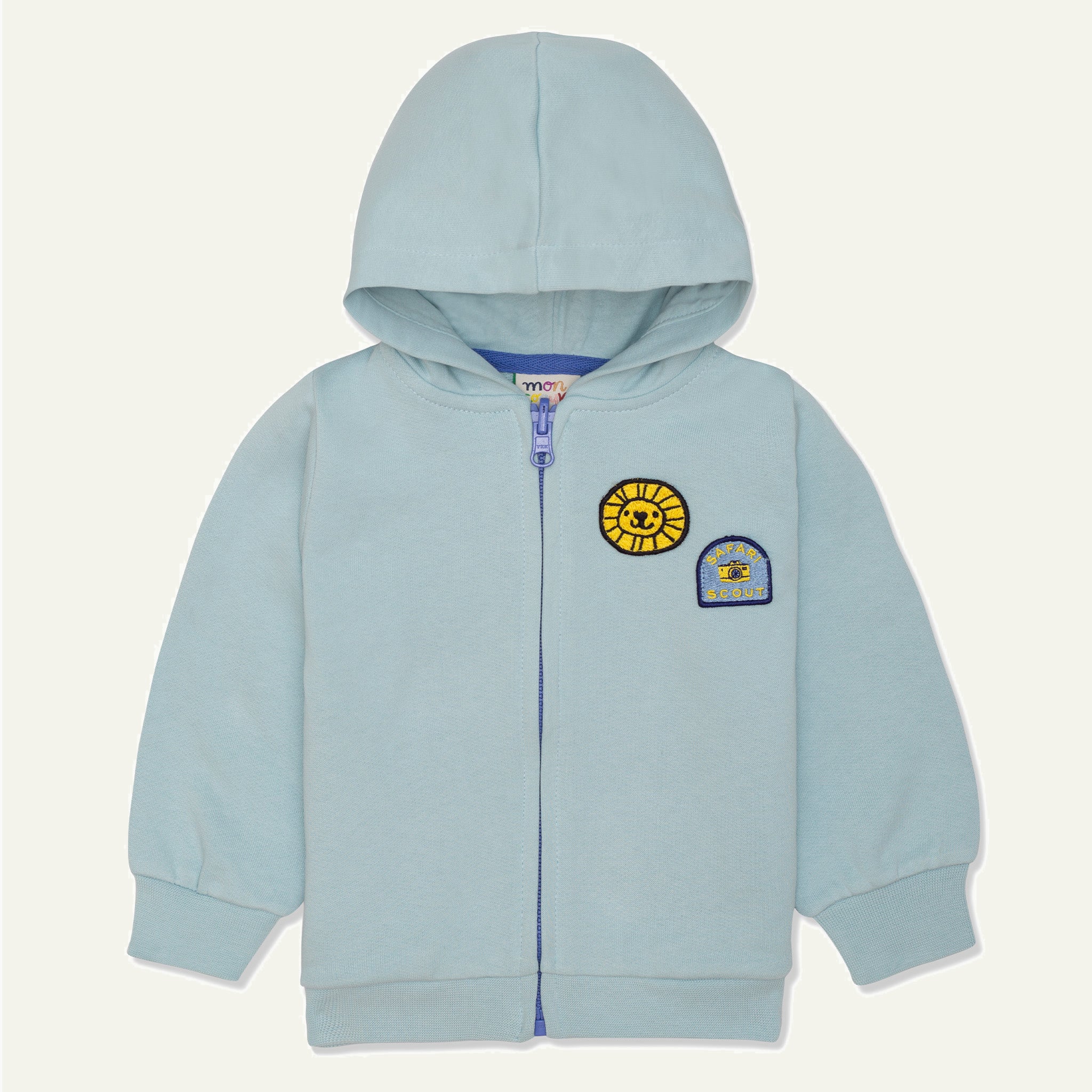 Recycled Cotton Patches Kid Zipper Hoodie