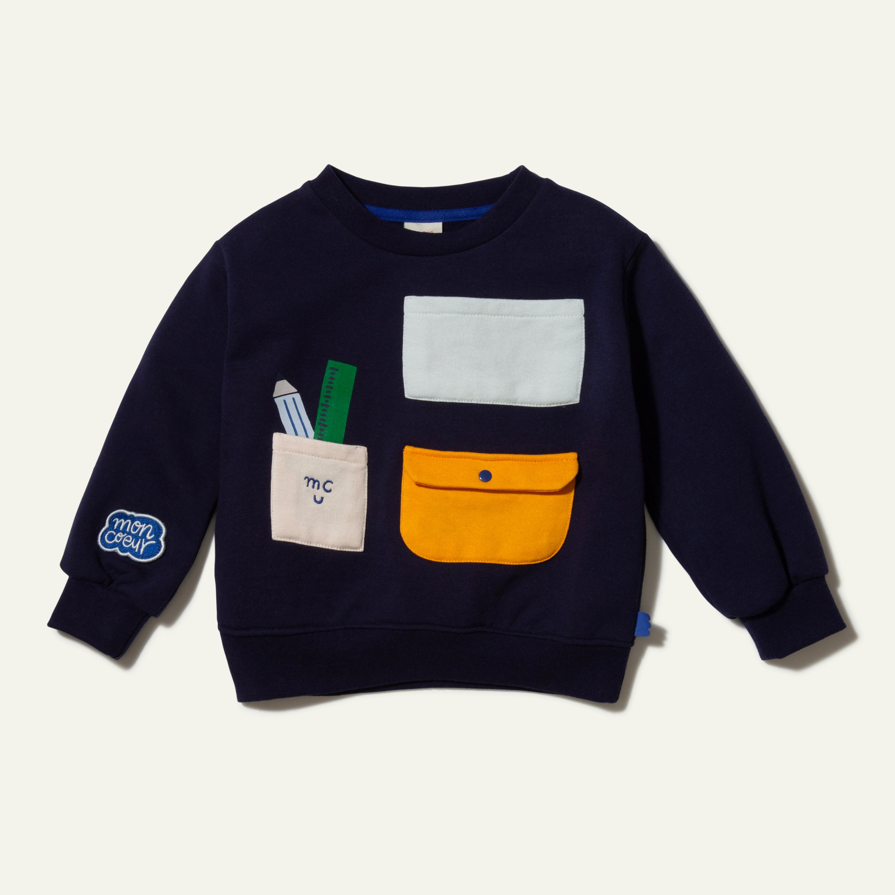 Recycled Cotton Pockets Kid Navy Sweatshirt