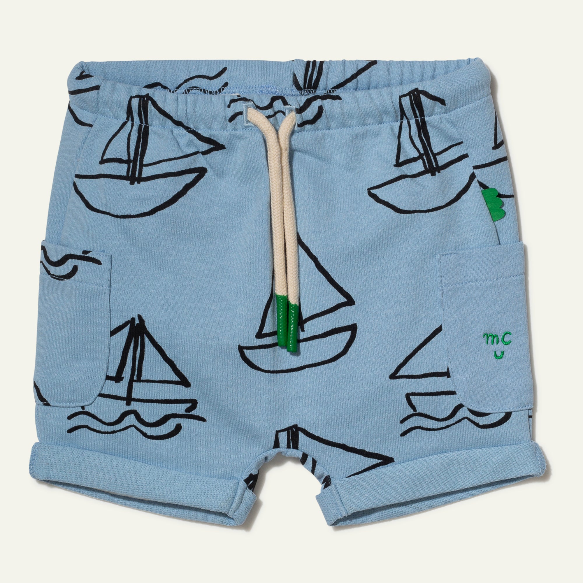 Recycled Cotton Sailboat Print Baby Short