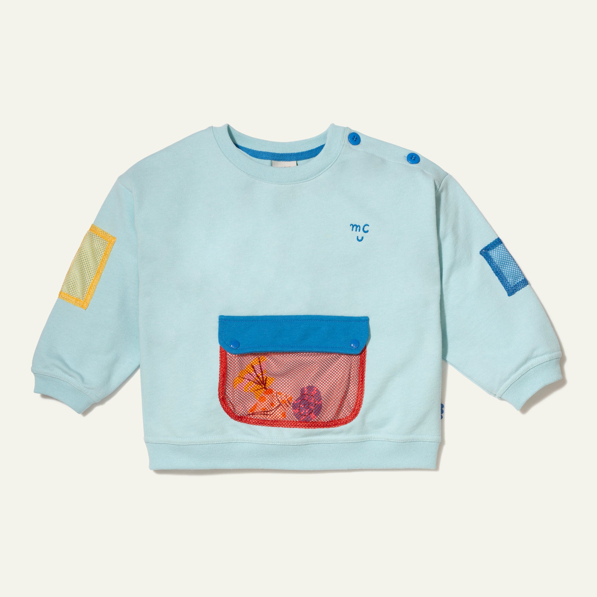 Recycled Cotton Blue Pocket Kid Sweatshirt