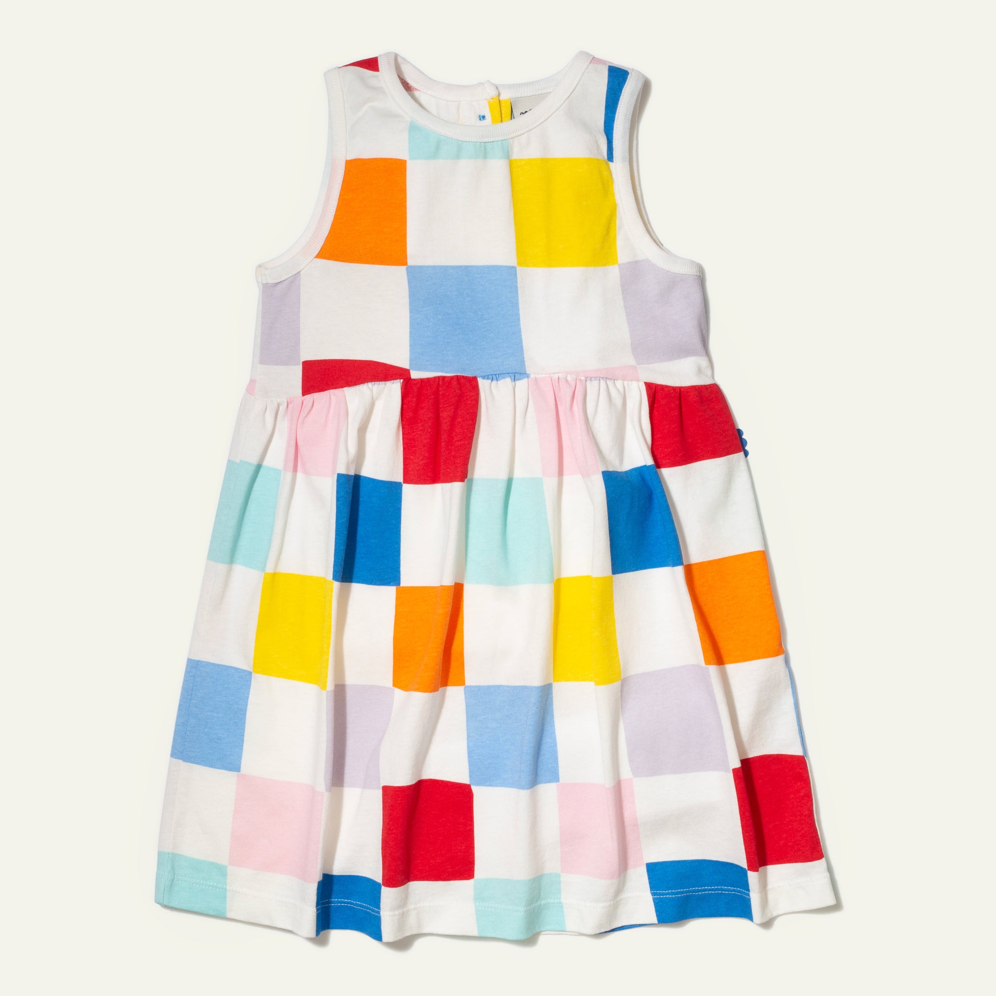 Recycled Cotton Checkered Kid Tank Dress