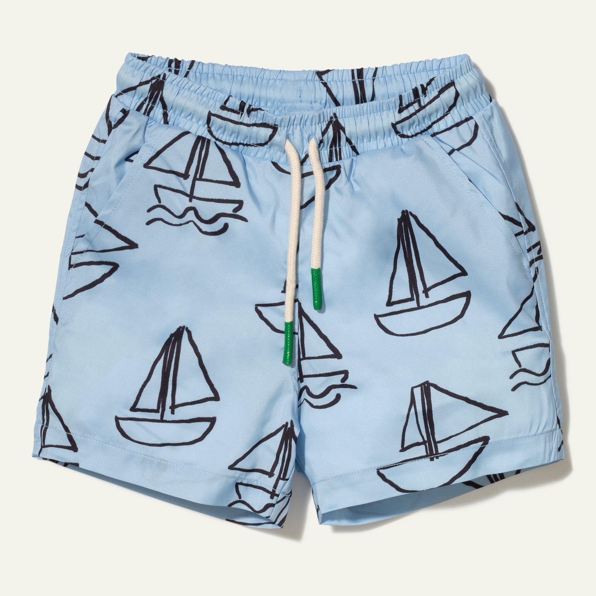 UPF 50+ Recycled Fishing Net Sailboats Baby Swim Trunk