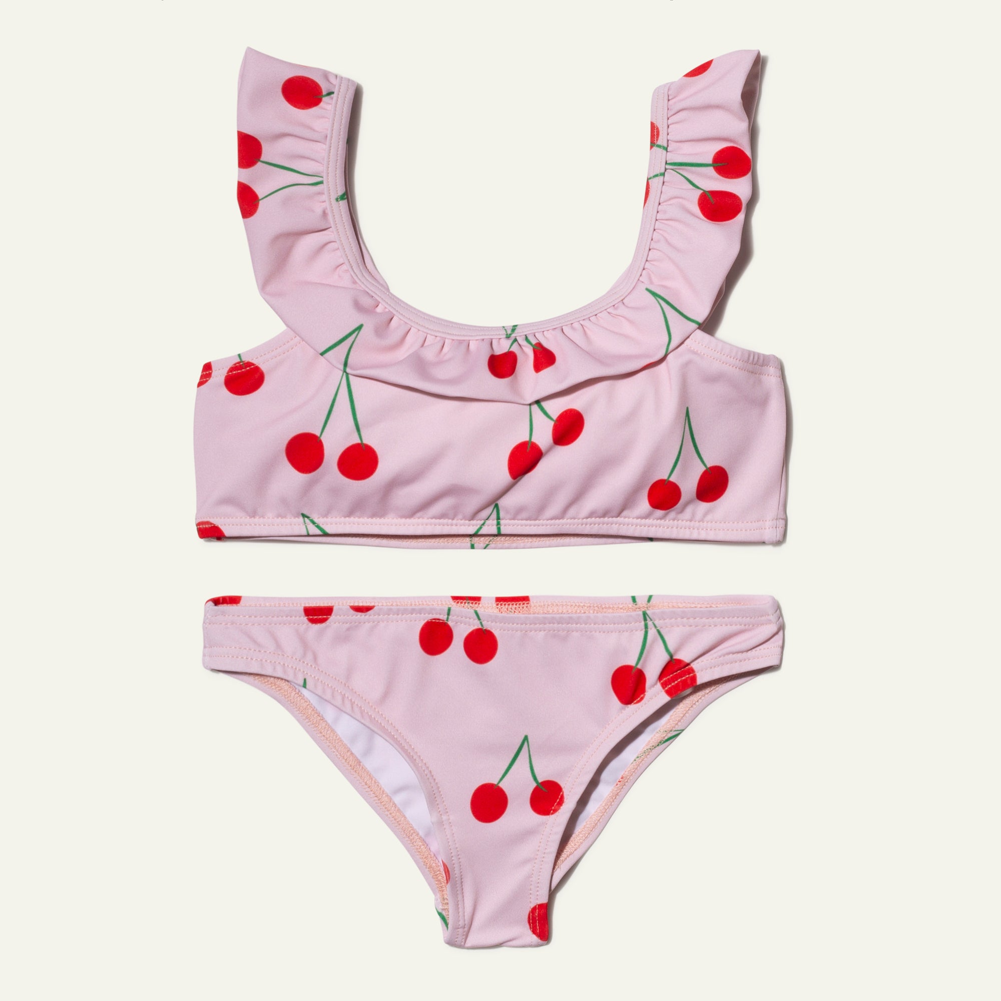 UPF 50+ Recycled Polyester Cherry Kid Ruffle Bikini