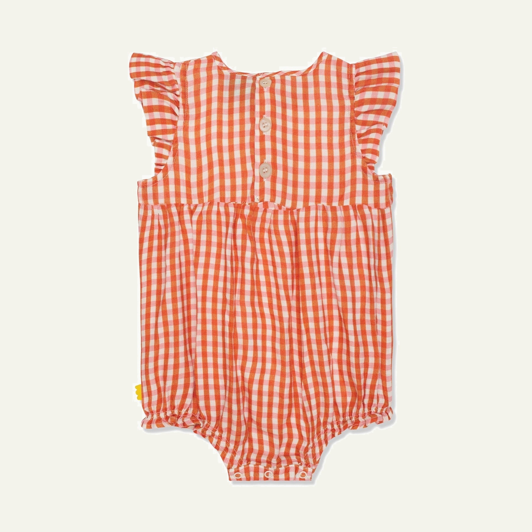 Misty Rose Gingham Linen Baby Girl Romper