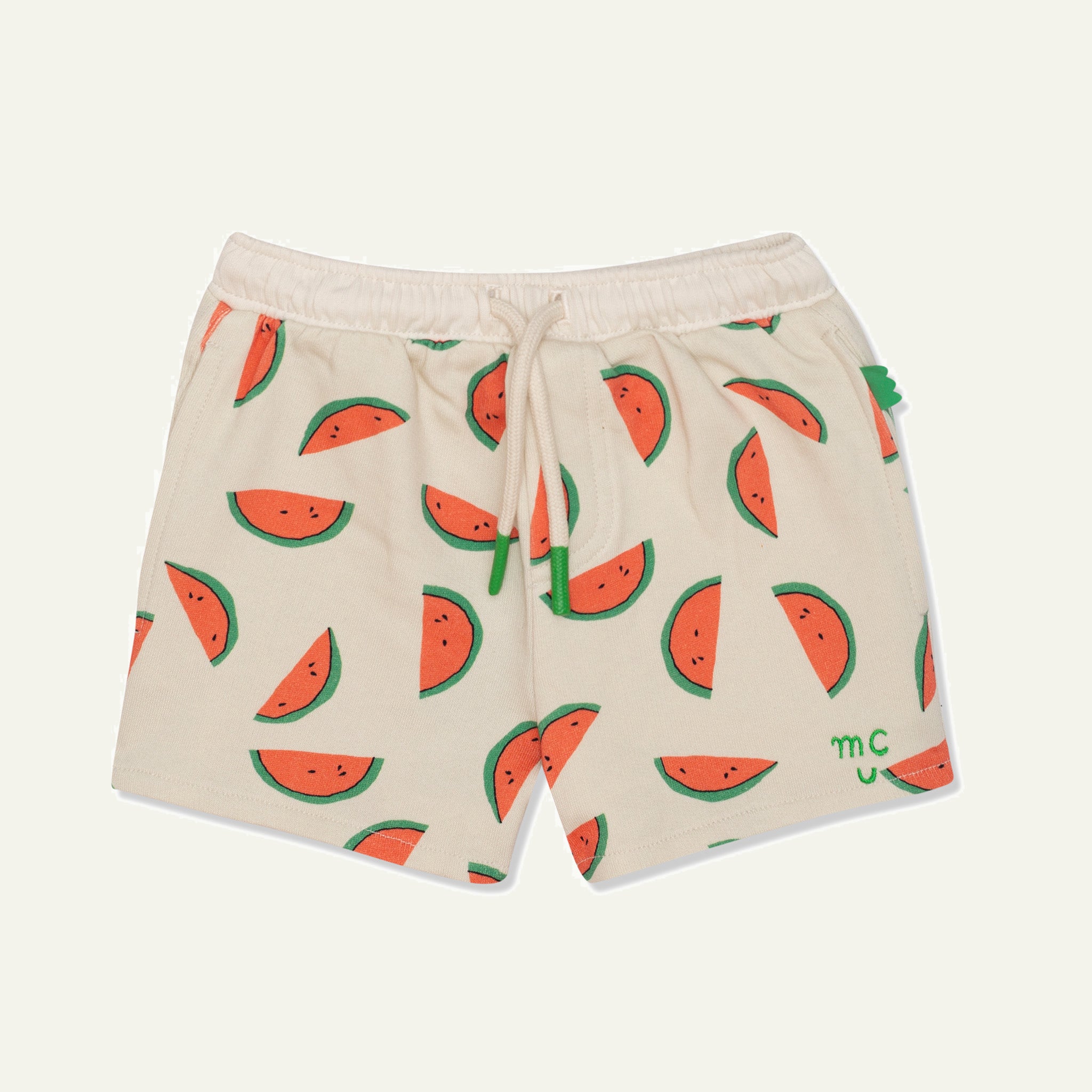 Recycled Cotton Watermelon Slices Cropped Girl Shorts