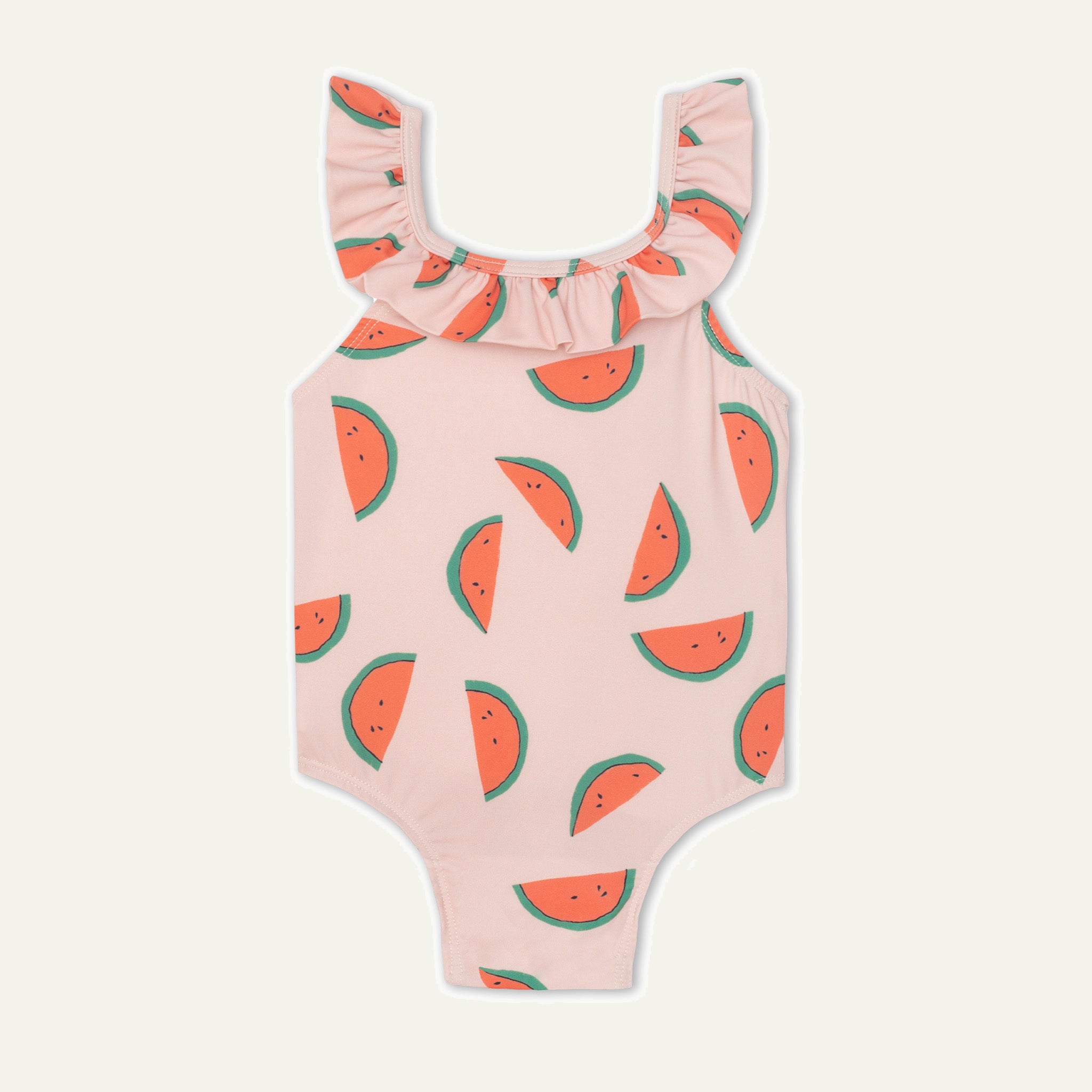 Recycled Polyester Watermelon Slices Ruffle Kid Swimsuit